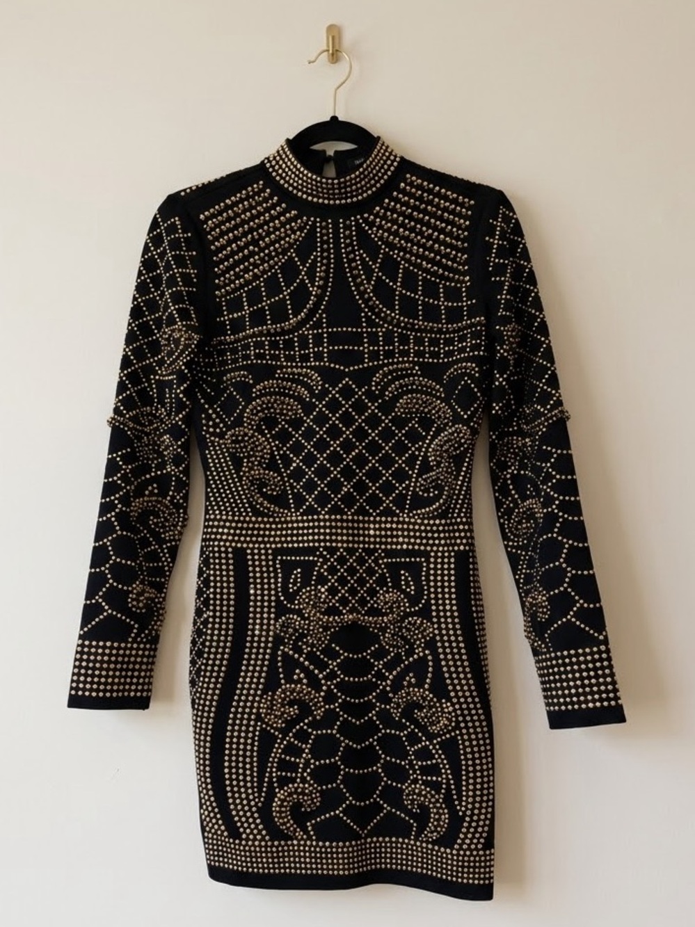 Fashion Nova Black and Gold Studded Dress